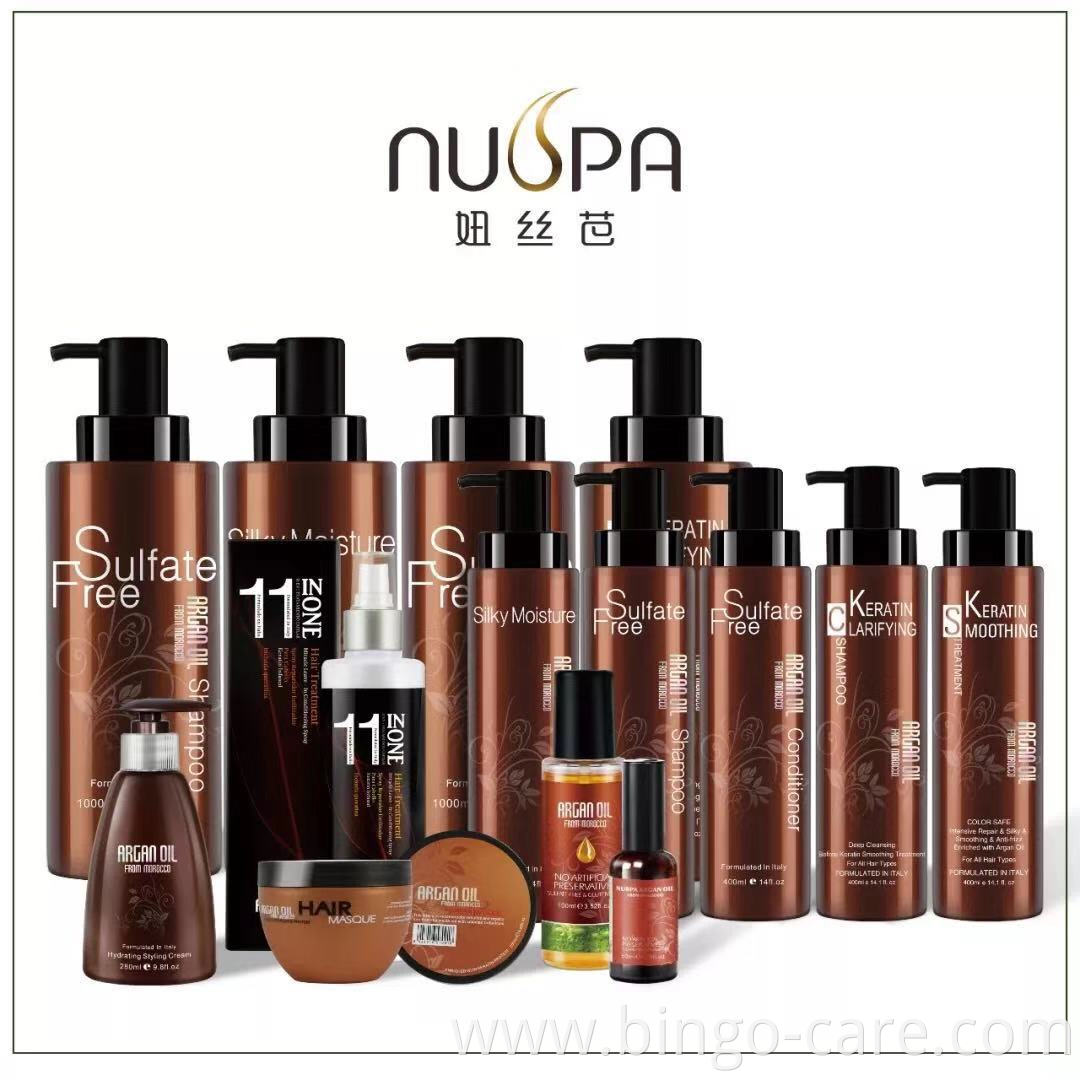 GMPC ISO Factory Wholesale price NUSPA natural argan oil sulfate free shampoo color safe against damage leave health